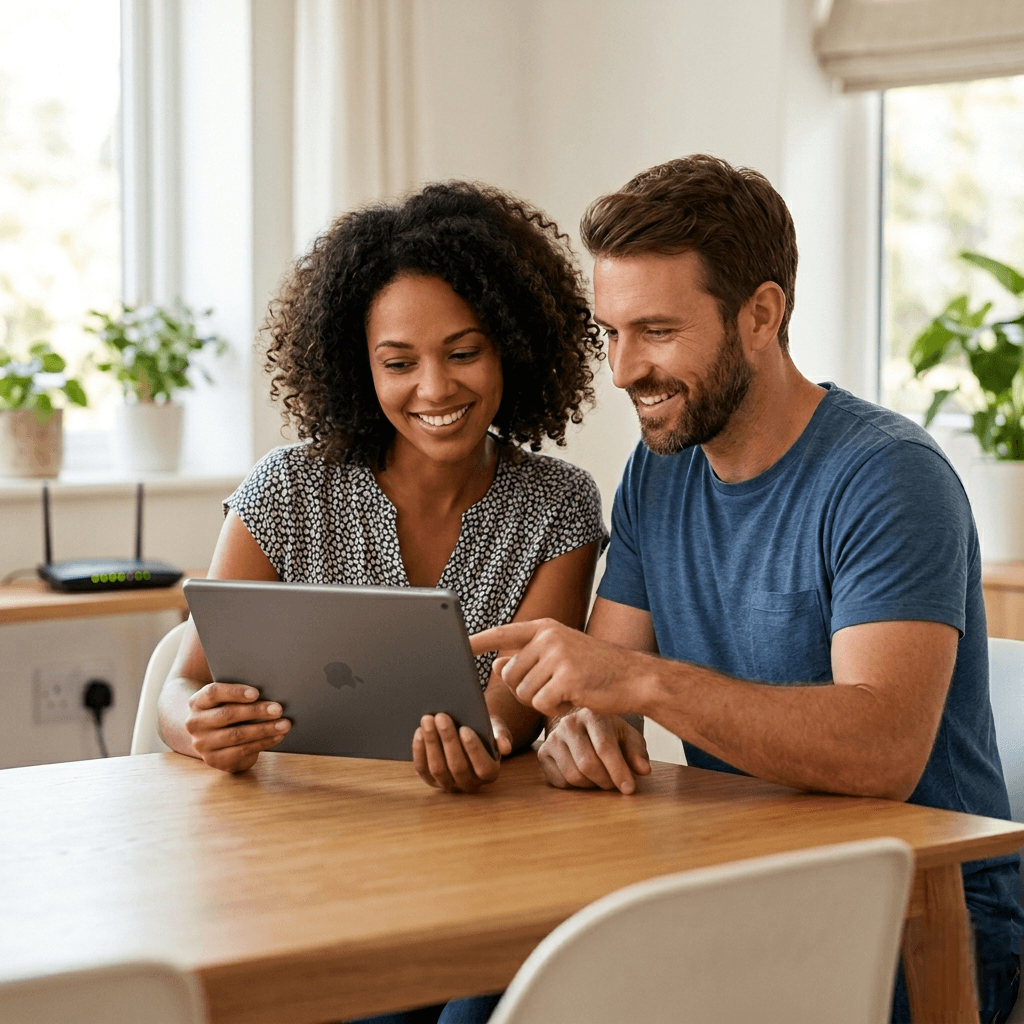 People using internet at home after comparing plans